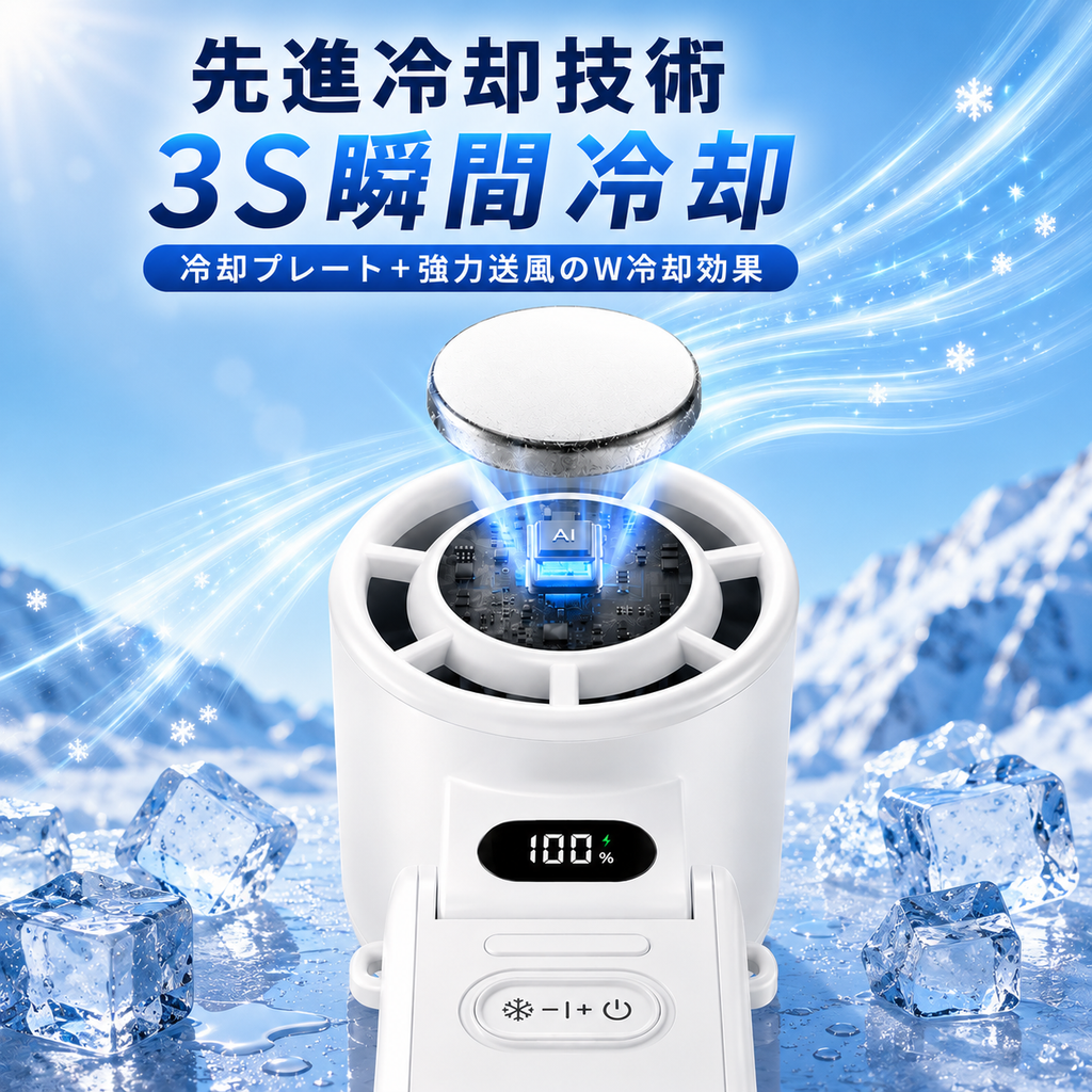 🔥【2026年夏最新モデル】3秒瞬間冷却ハンディファン｜100段階風量調整・3600mAh大容量バッテリー・数量限定